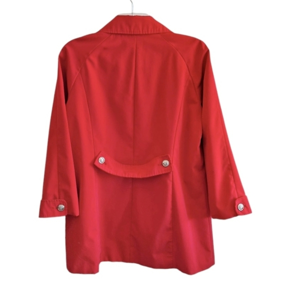 Calvin Klein Cherry Red A-Line Trench Coat Classic Poppy Preppy Rain-resistant - Picture 3 of 9
